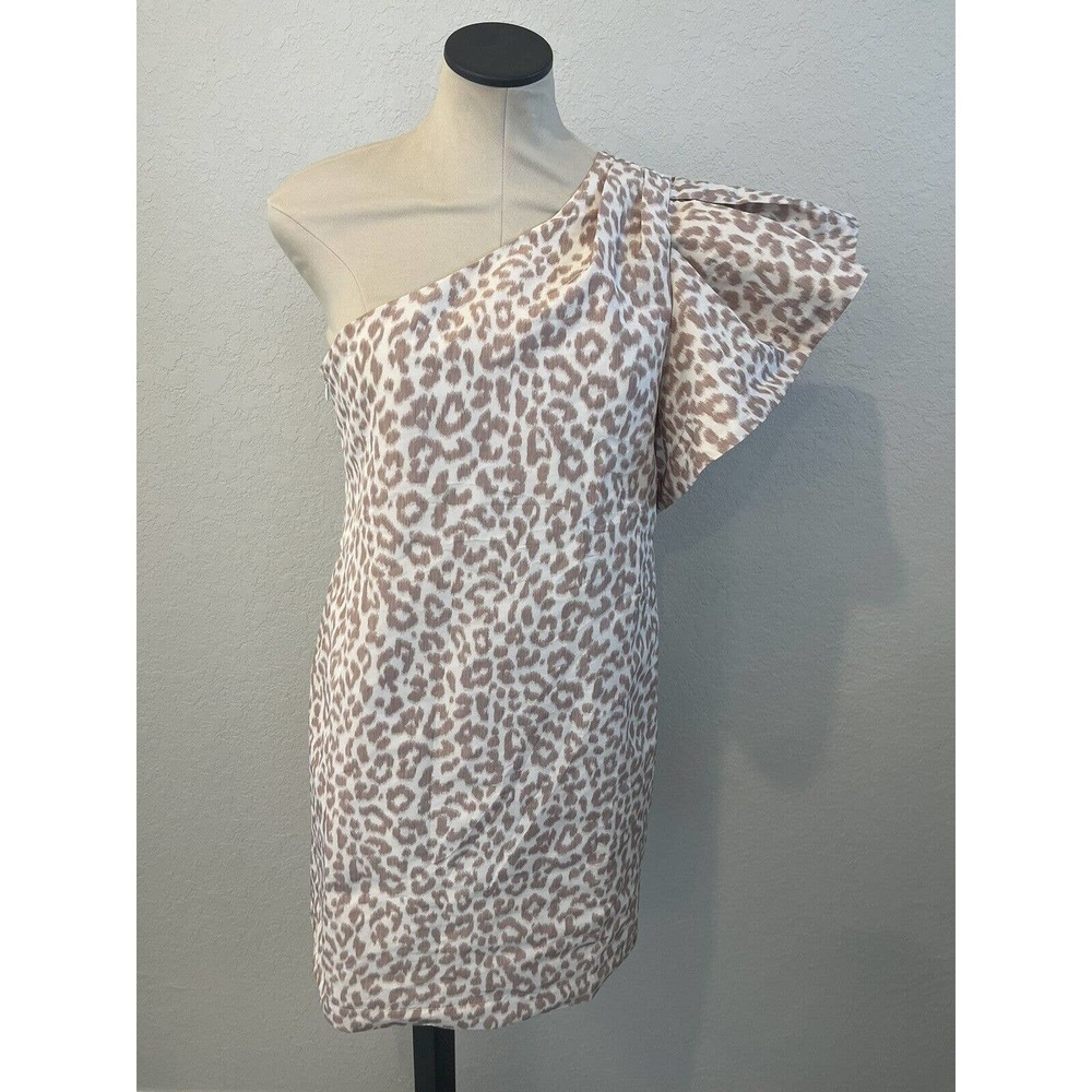 J.Crew One-shoulder ruffle dress in Italian ikat leopard Size 8